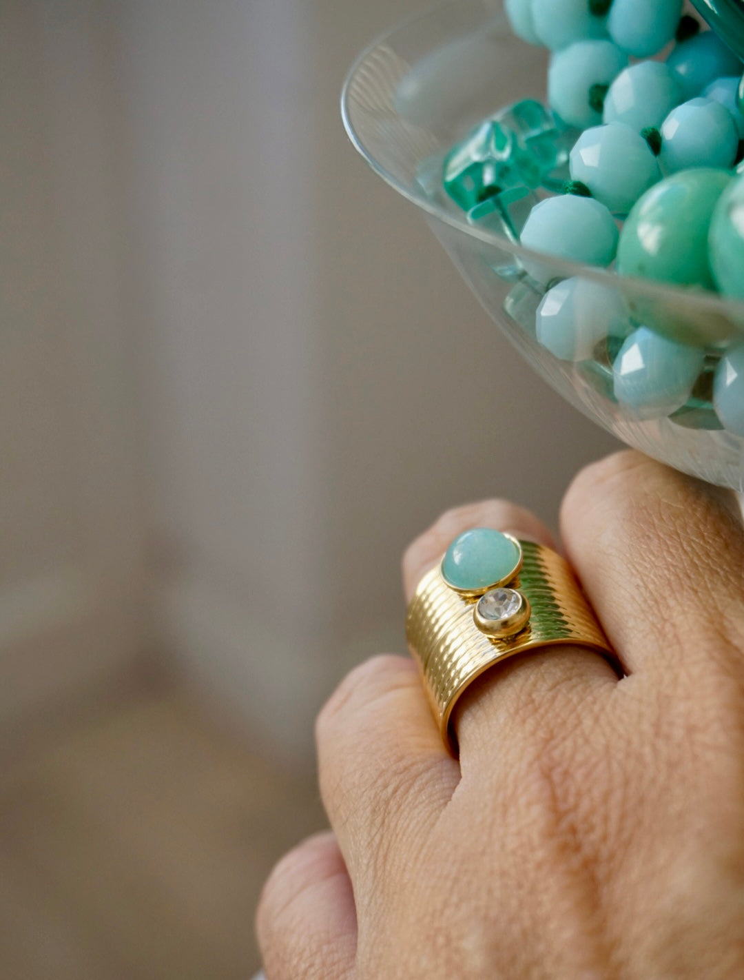 Oro + Amazzonite e Cristallo