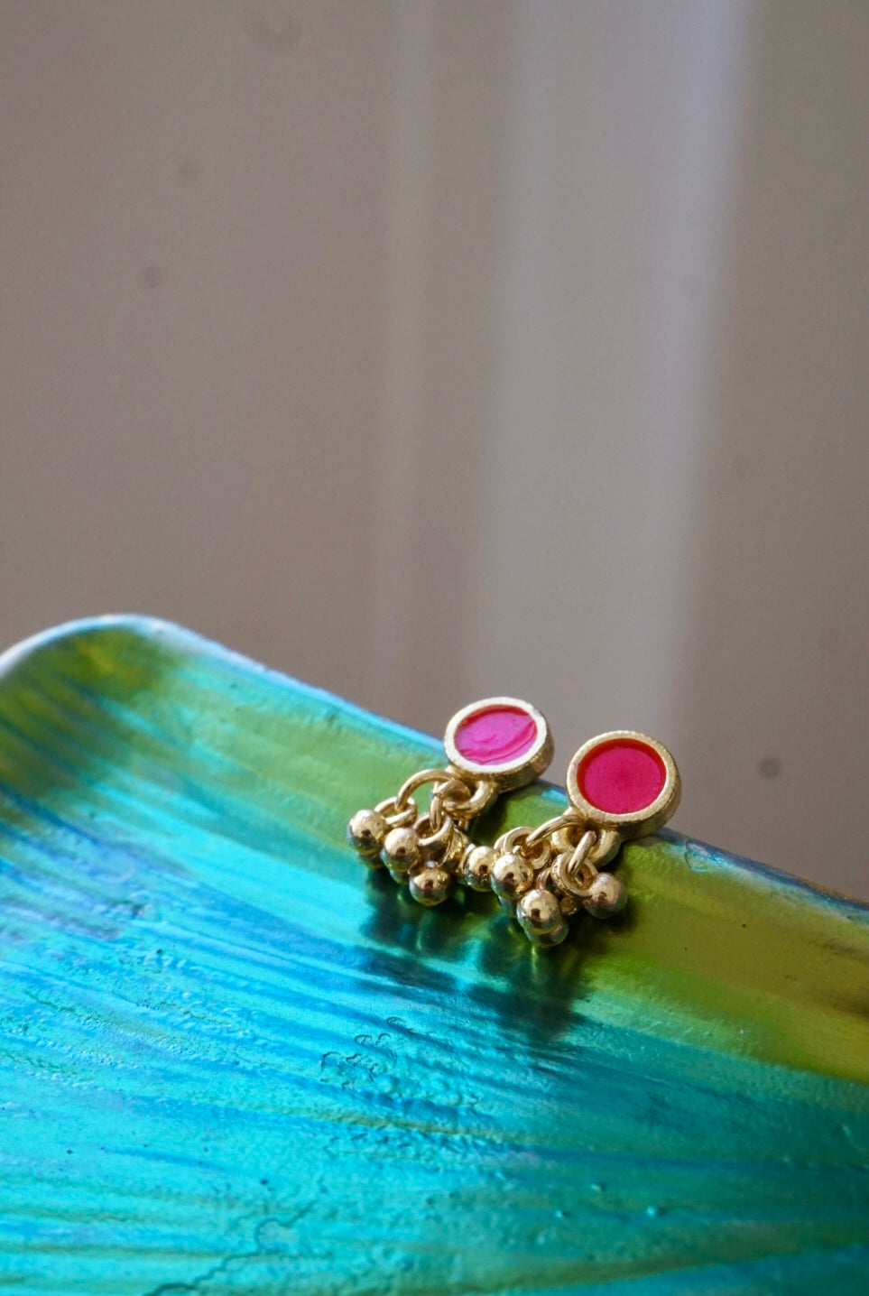 Orecchini Oro + Smalto Fucsia