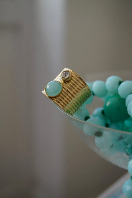 Oro + Amazzonite e Cristallo