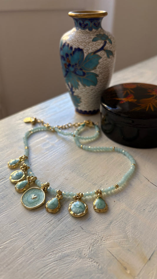 Collana Oro + Verde Acqua