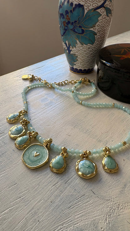 Collana Oro + Verde Acqua