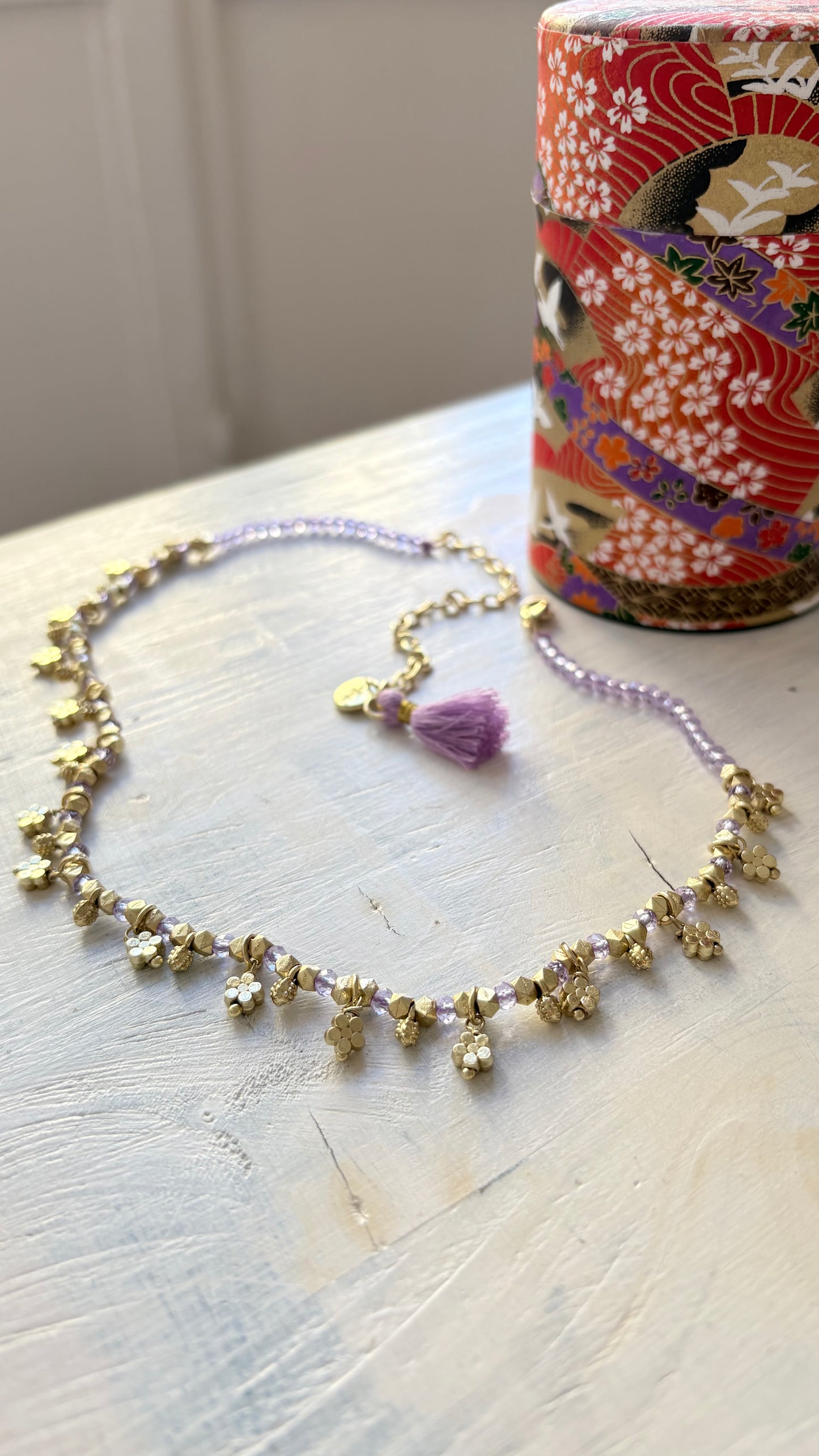 Collana Oro + Cristalli Glicine