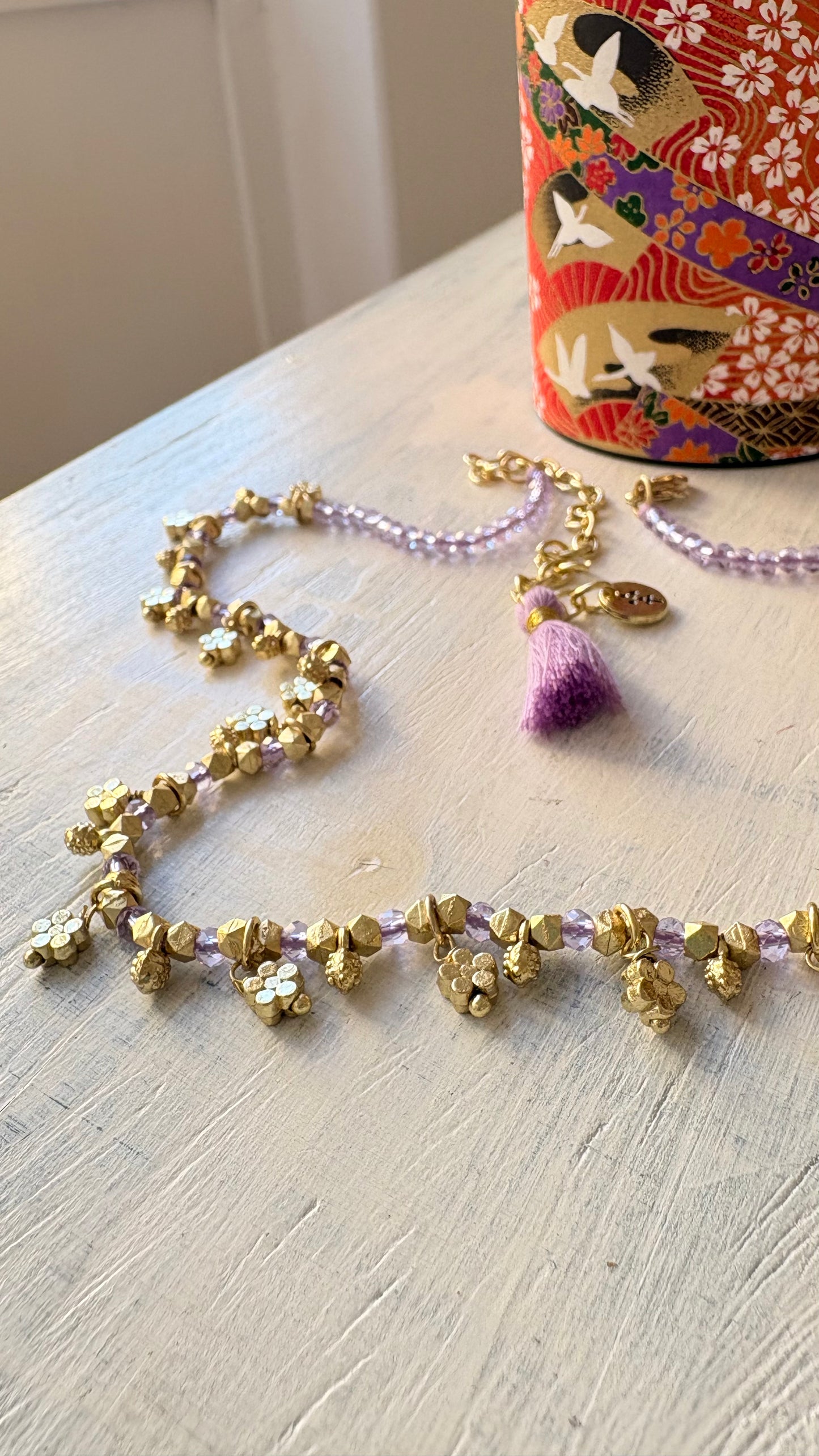 Collana Oro + Cristalli Glicine