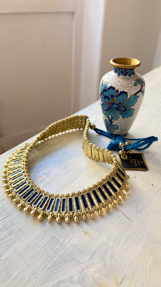 Collana Oro + Smalto Blu