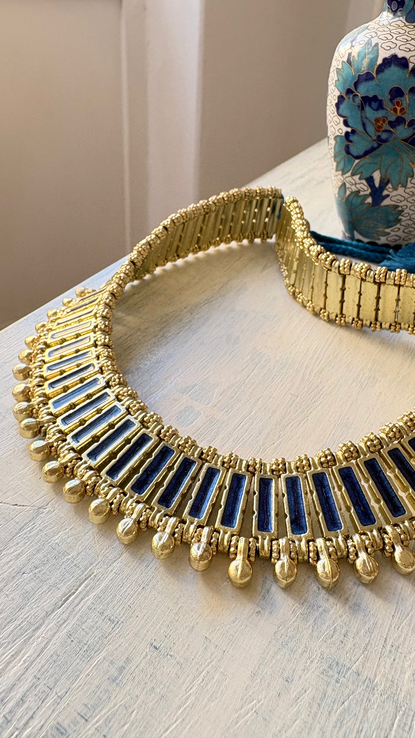 Collana Oro + Smalto Blu
