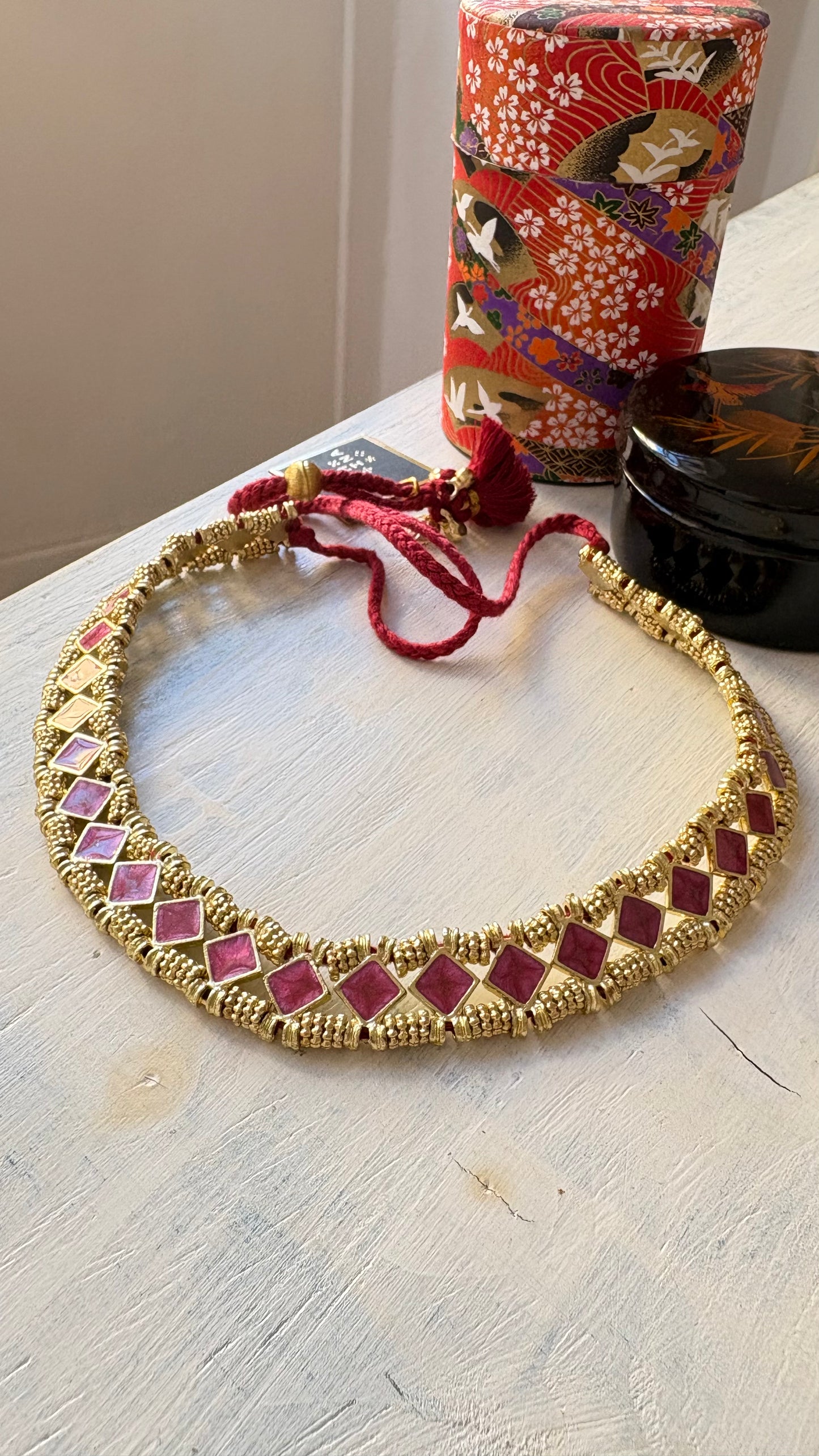Collana Oro + Smalto Fucsia