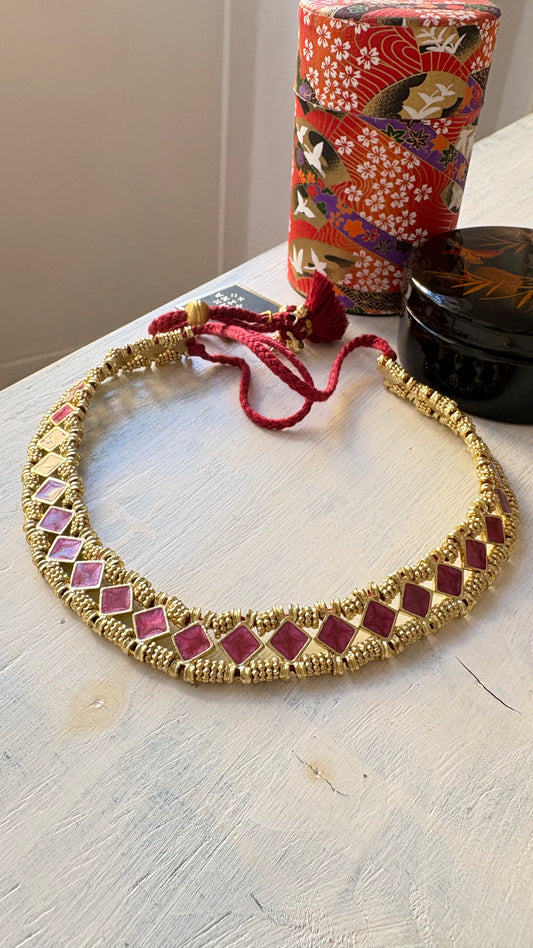 Collana Oro + Smalto Fucsia