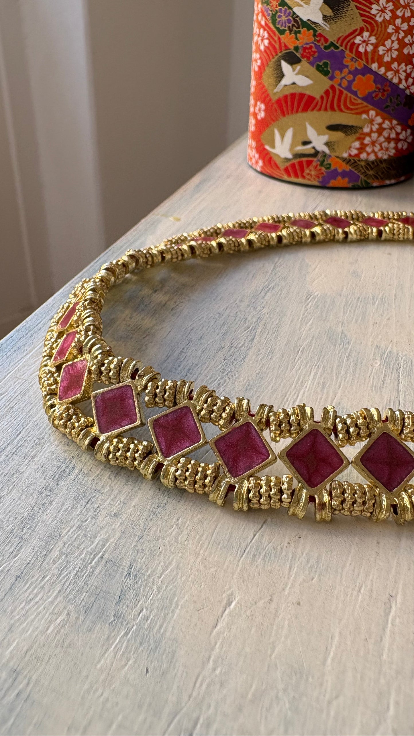 Collana Oro + Smalto Fucsia