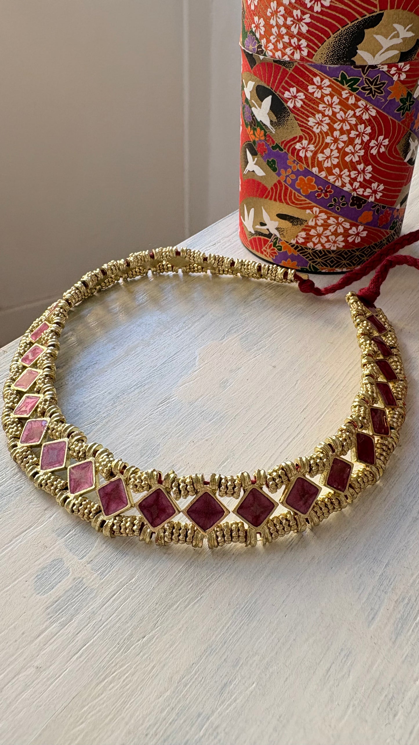 Collana Oro + Smalto Fucsia