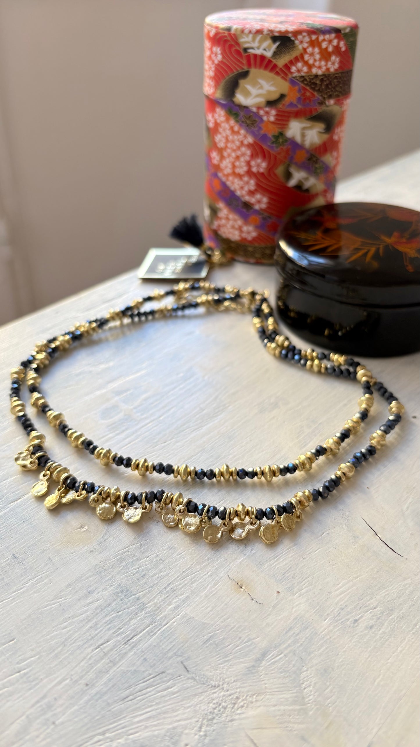 Collana Oro + Cristalli Blu Notte