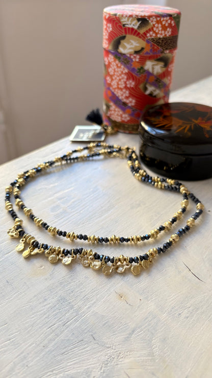 Collana Oro + Cristalli Blu Notte