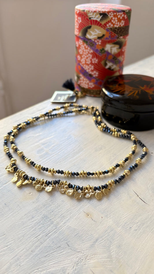 Collana Oro + Cristalli Blu Notte