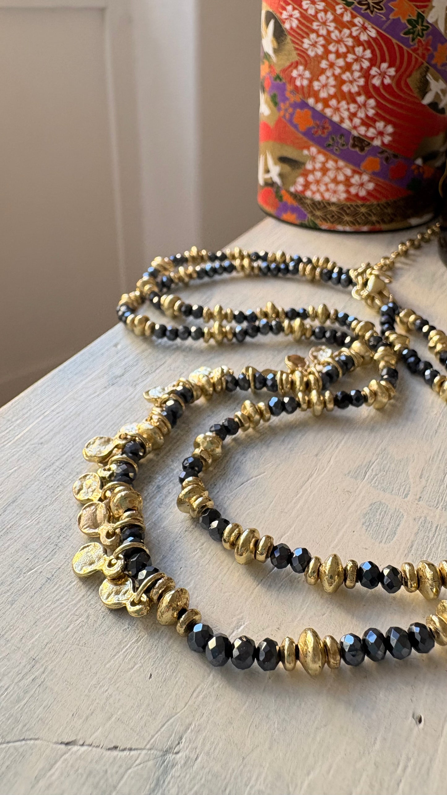 Collana Oro + Cristalli Blu Notte