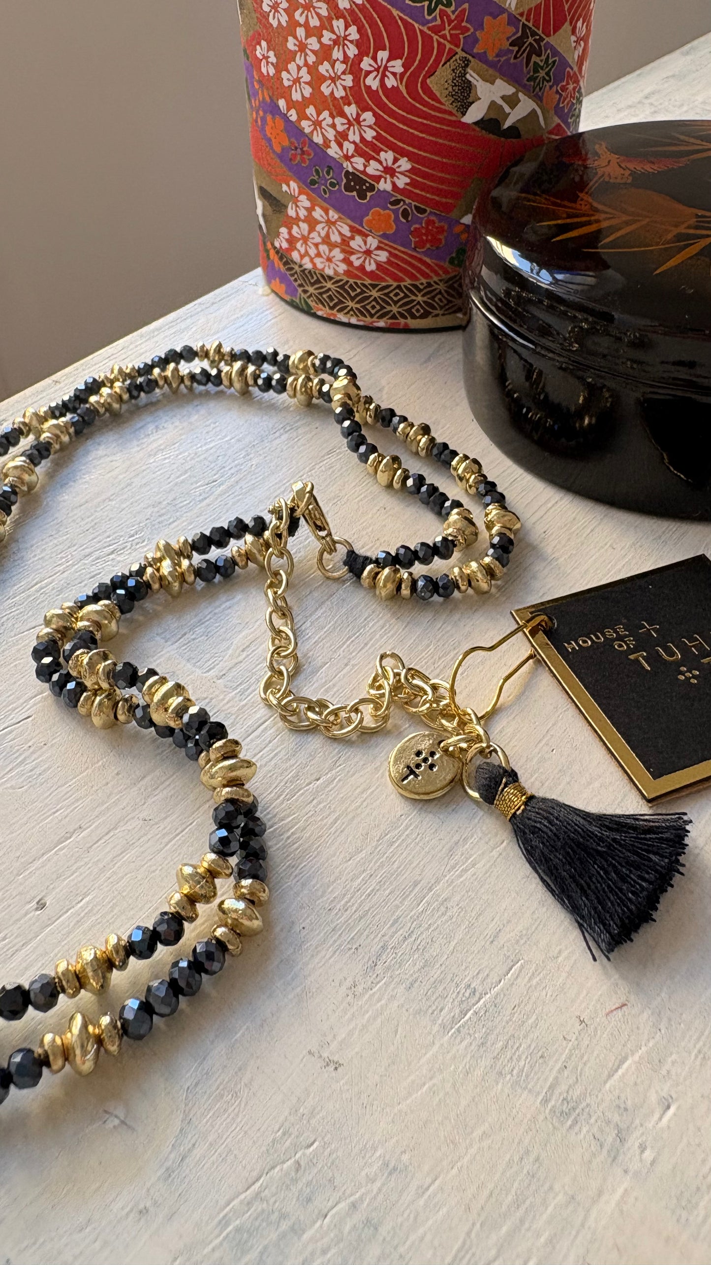 Collana Oro + Cristalli Blu Notte