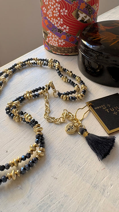 Collana Oro + Cristalli Blu Notte