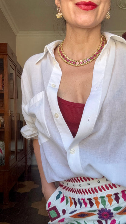 Collana Oro + Smalto Fucsia