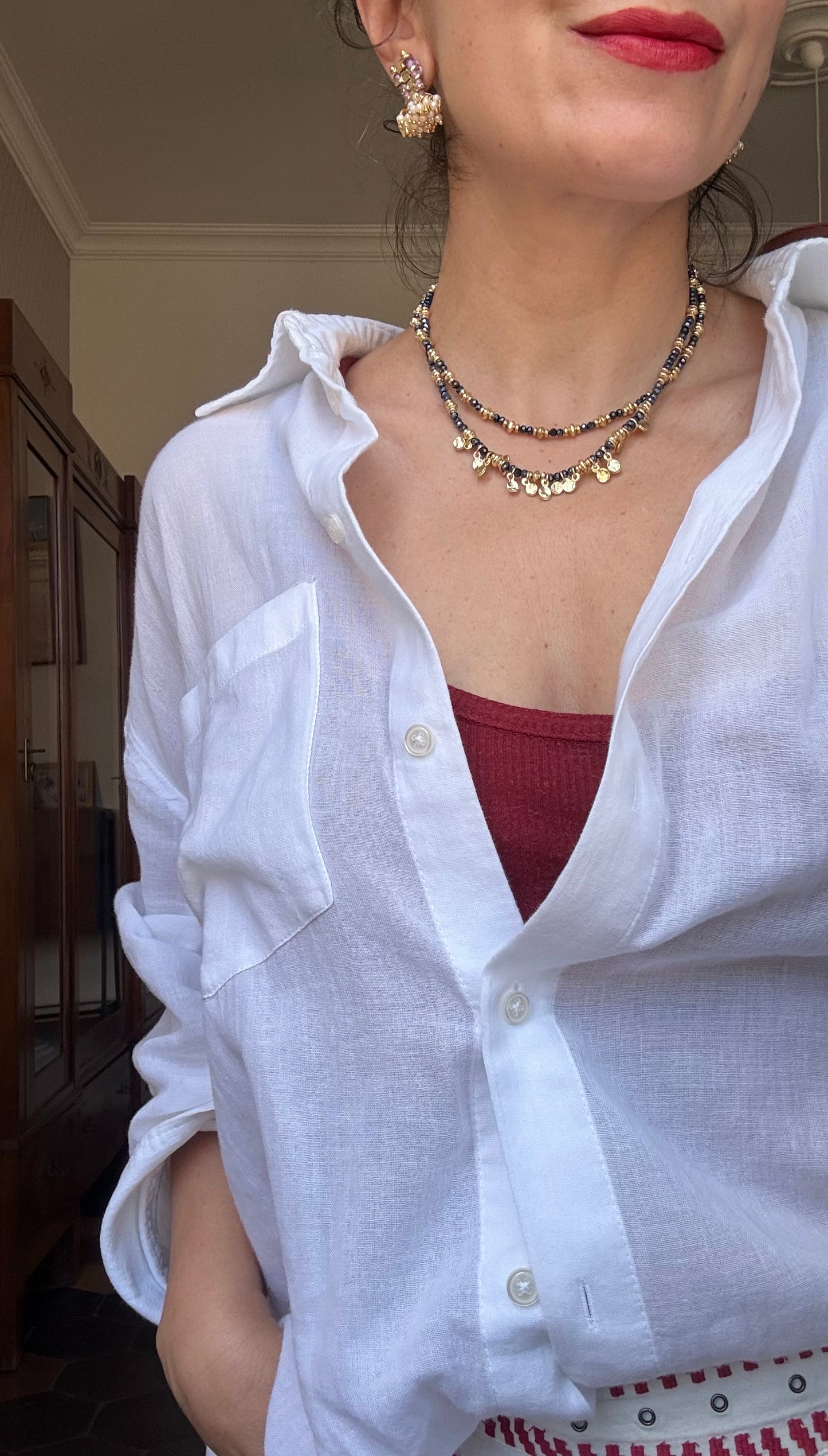 Collana Oro + Cristalli Blu Notte