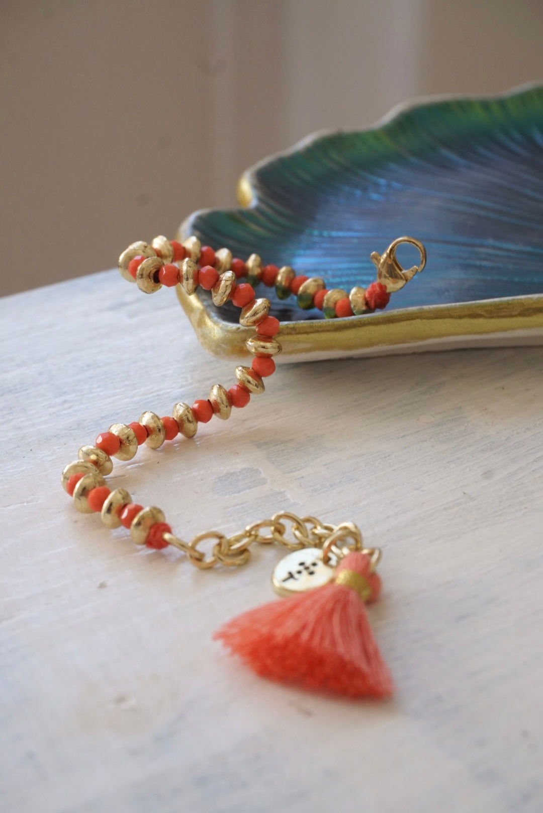 Bracciale Oro + Cristalli Corallo