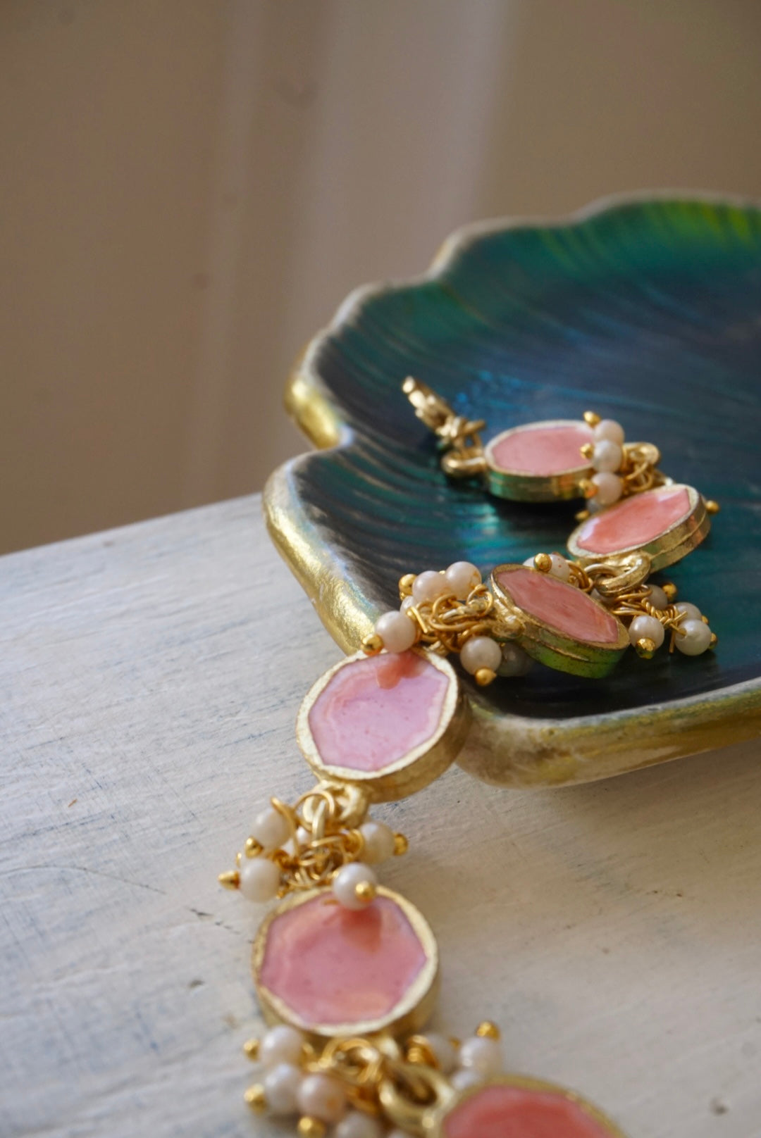 Bracciale Oro + Smalto Corallo e Perle