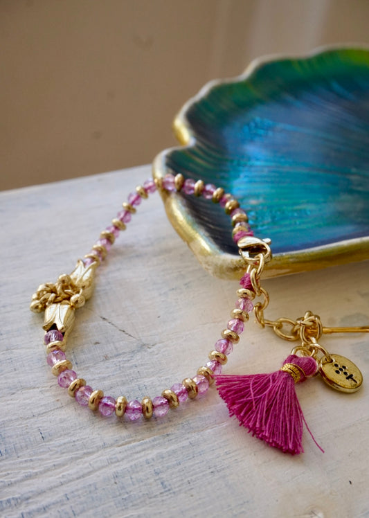 Bracciale Oro + Cristalli Lavanda