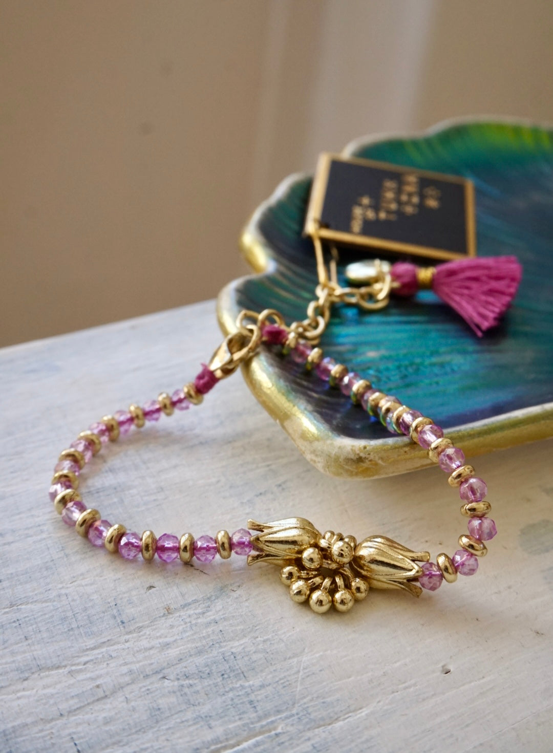 Bracciale Oro + Cristalli Lavanda