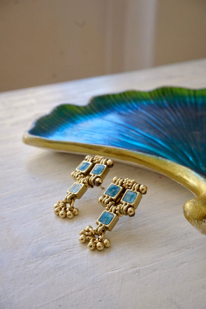 Orecchini Oro + Smalto Azzurro