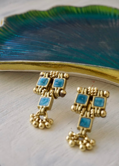Orecchini Oro + Smalto Azzurro