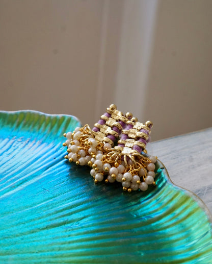 Orecchini Oro + Perle e Lilla