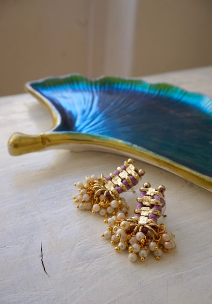 Orecchini Oro + Perle e Lilla