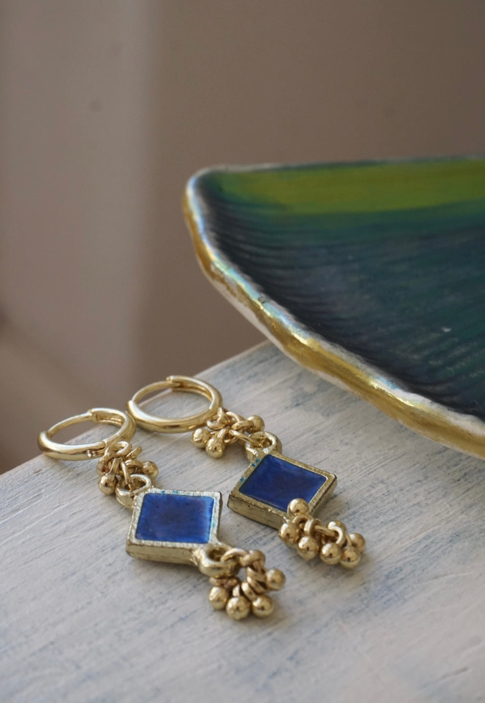 Orecchini Oro + Smalto Blu