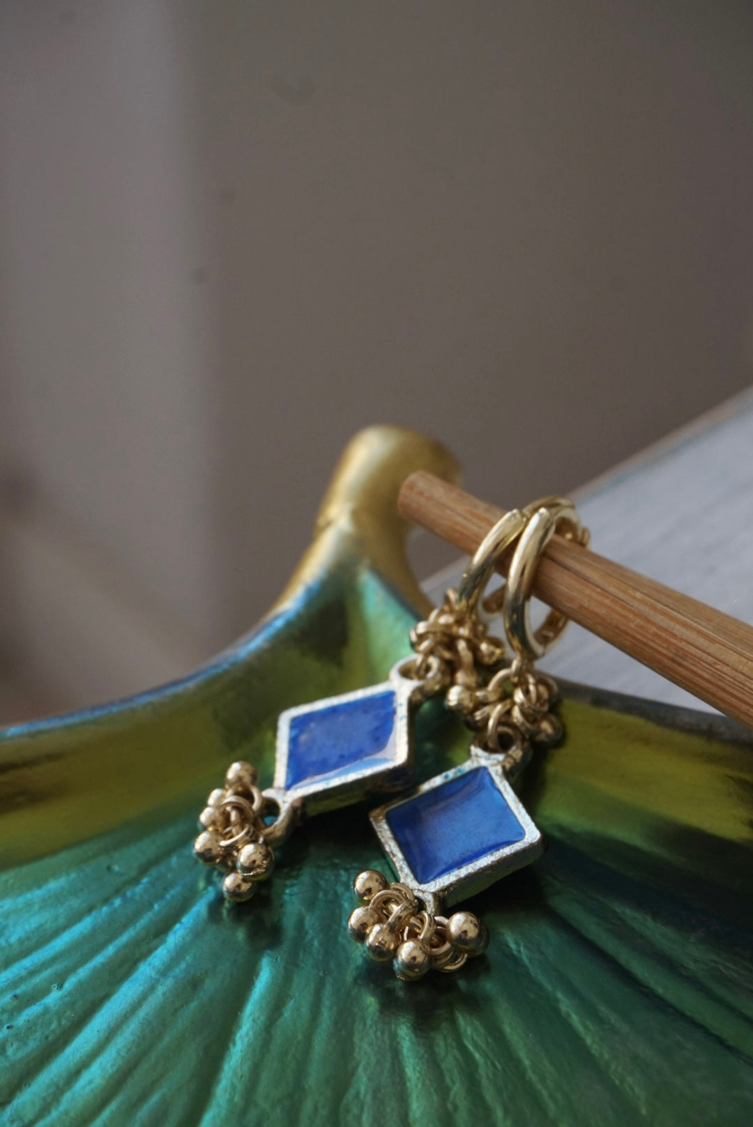 Orecchini Oro + Smalto Blu