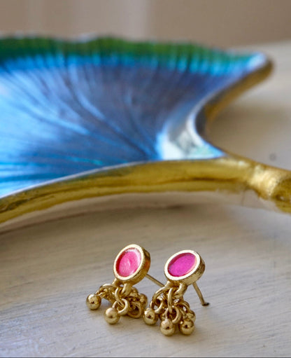 Orecchini Oro + Smalto Fucsia