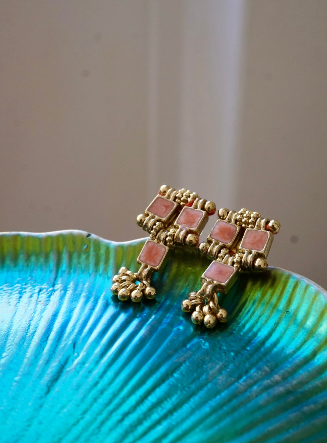 Orecchini Oro + Smalto Rosa