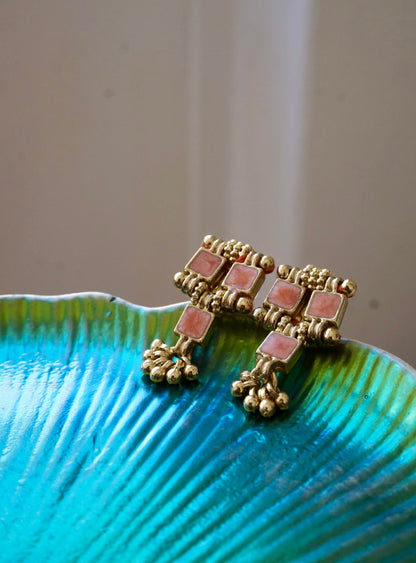Orecchini Oro + Smalto Rosa