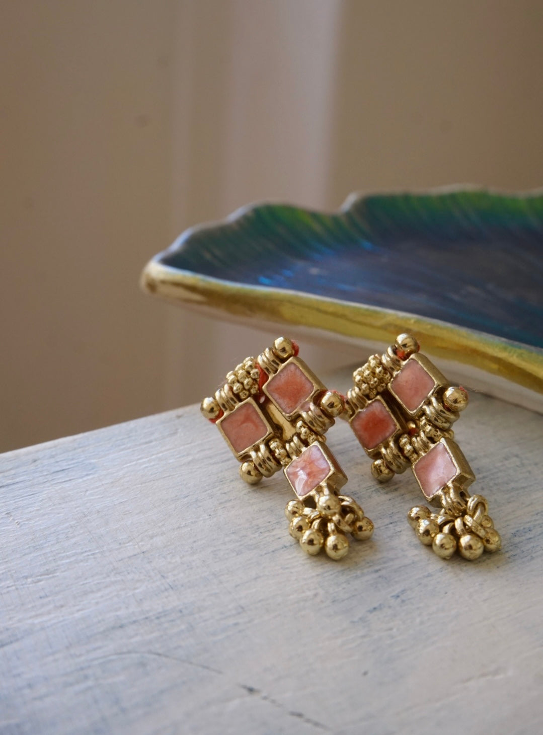 Orecchini Oro + Smalto Rosa