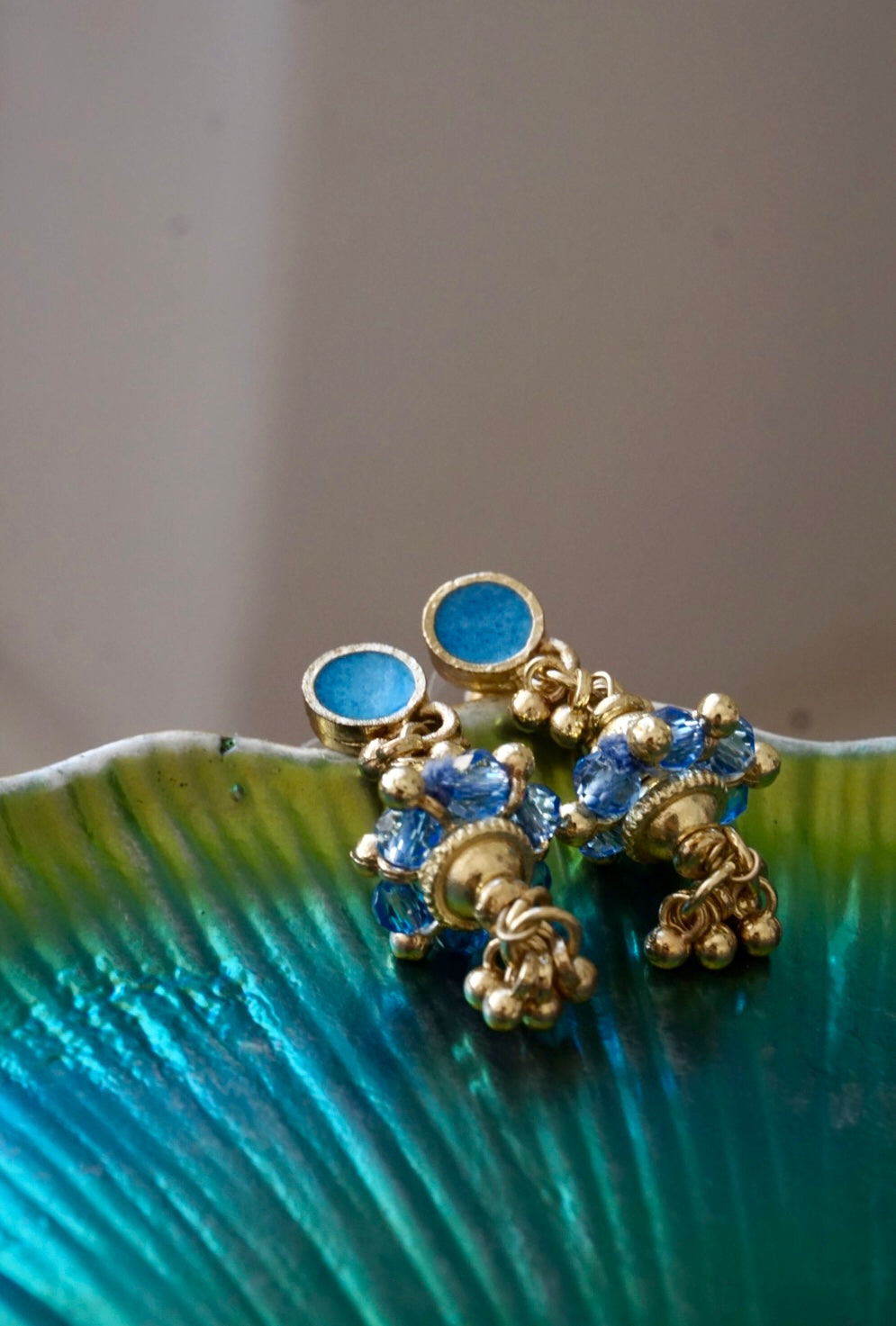Orecchini Oro + Celeste