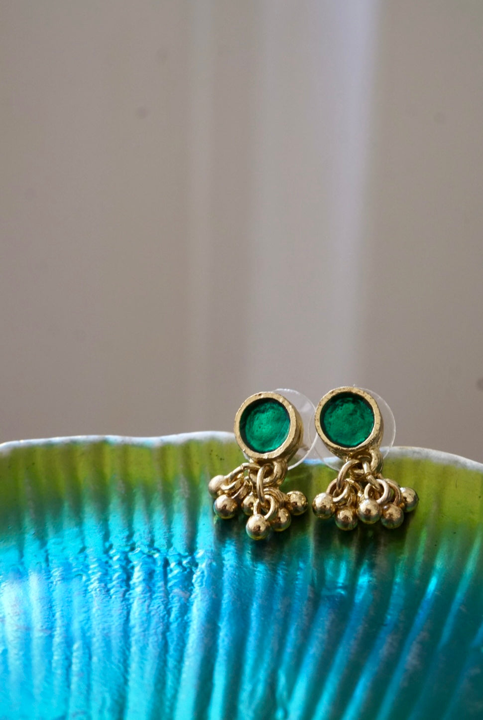 Orecchini Oro + Smalto Verde