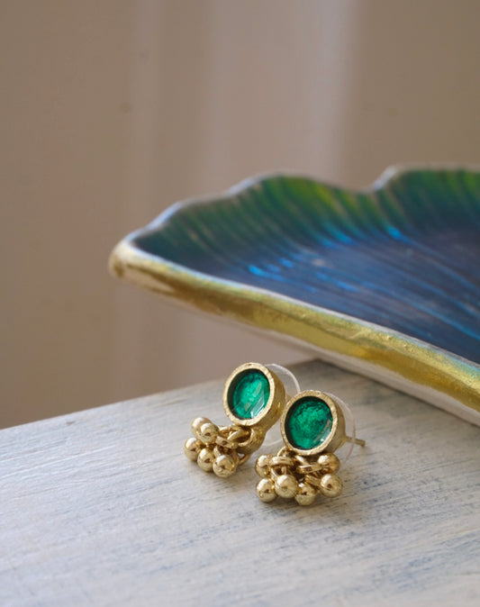 Orecchini Oro + Smalto Verde