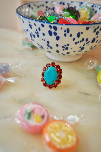 Lagoon Blue + Poppy Red